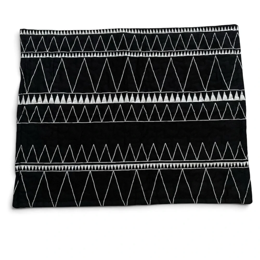 Andency Boho Tribal black and white quilted pillow shams set of two geometric